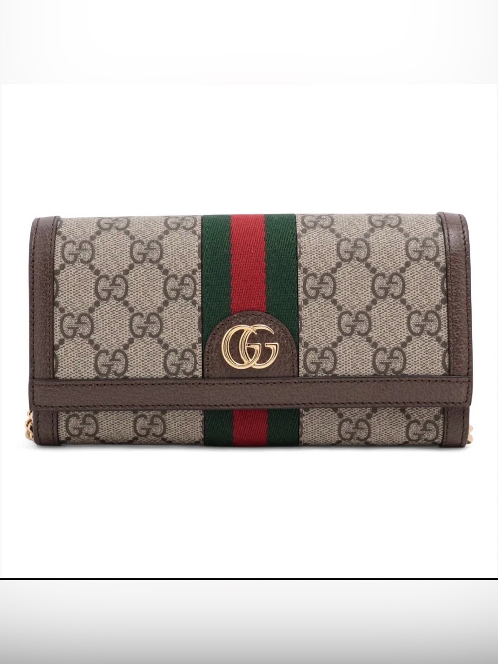 Gucci GG Supreme Ophidia leather chain wallet